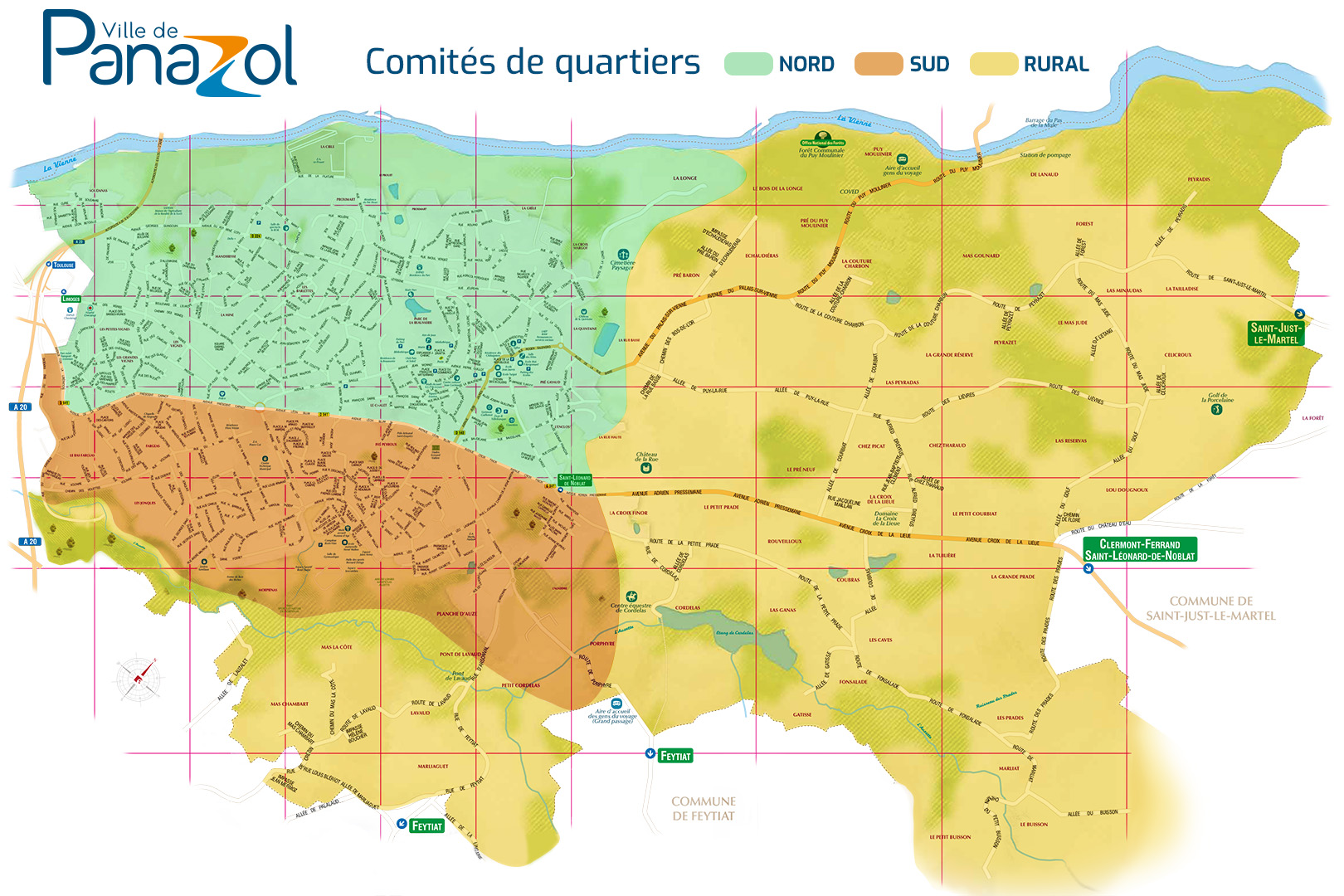 Panazol : Répartition des comités de quartier
